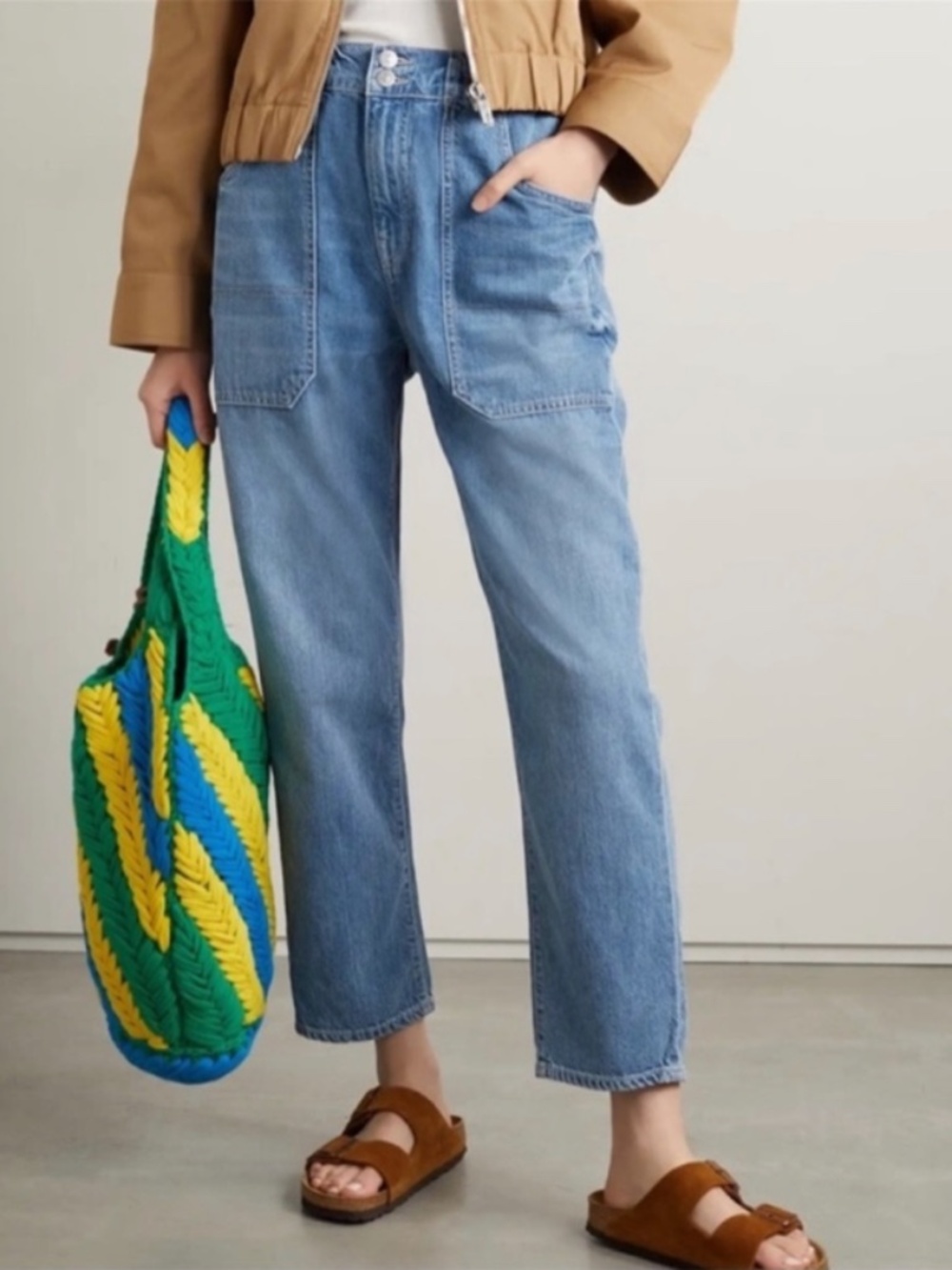 Veronica Beard Arya Straight High Rise Pull on 100% Cotton Jeans